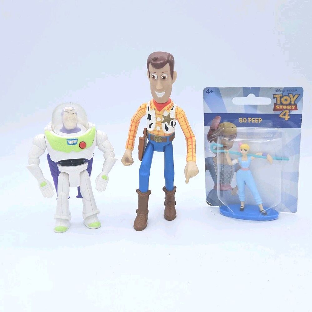 Pixar Toy Story Figure Lot Woody Buzz Lightyear Bo Peep Disney 3pc